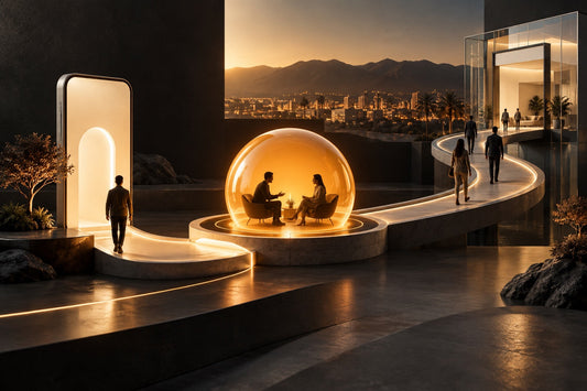 A mobile form and website doorway leading to a conversation