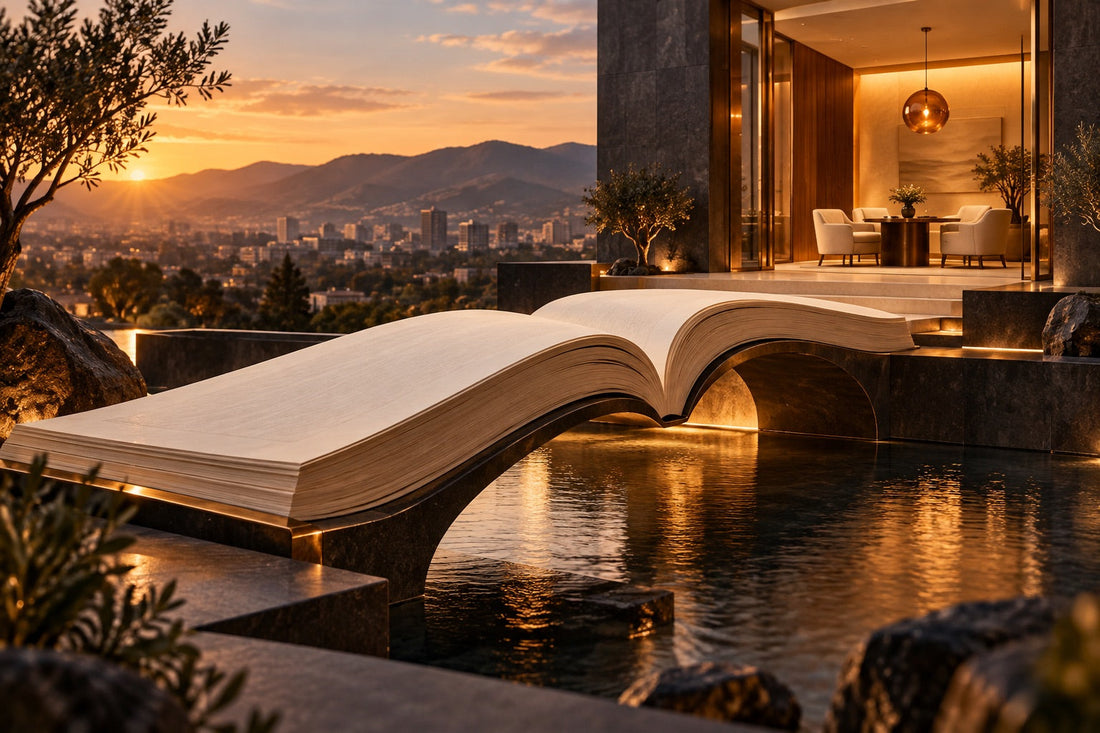 An open book forming a bridge toward a consultation room
